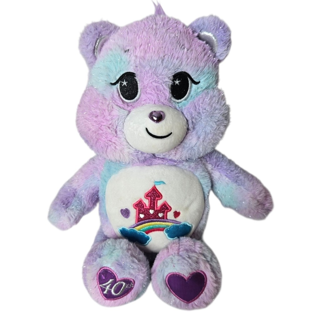 Care Bears Care a Lot Bear Plush 14" 40th Anniversary Basic Fun Whimsical